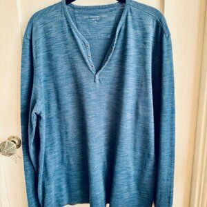 John Varvatos Star U.S.A. Indigo Blue Snap Long Sleeve Henley Size XL